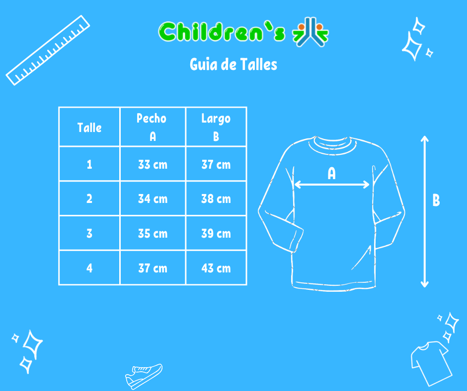 Tabla de talles — Buzo Plush Estampado