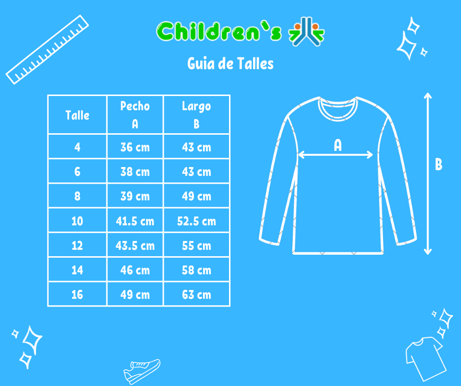 Tabla de talles — Buzo Plush Nena Estampado