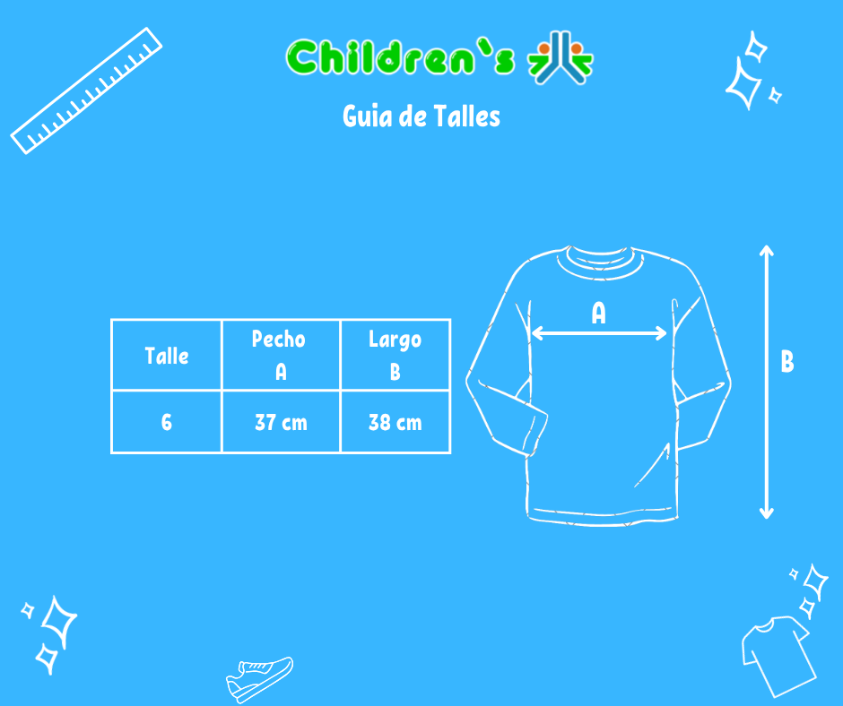 Tabla de talles — Remera Manga Larga Termica  con Estampa Gatito