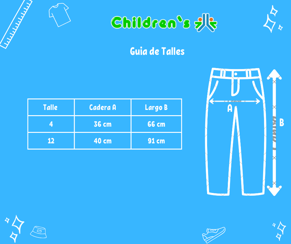 Tabla de talles — Pantalón Arciel Con bolsillos Transformable en Bermuda