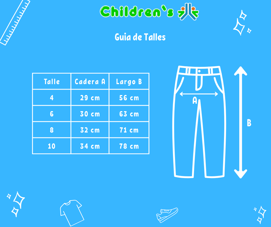Tabla de talles — Pantalón Gabardina Spandex