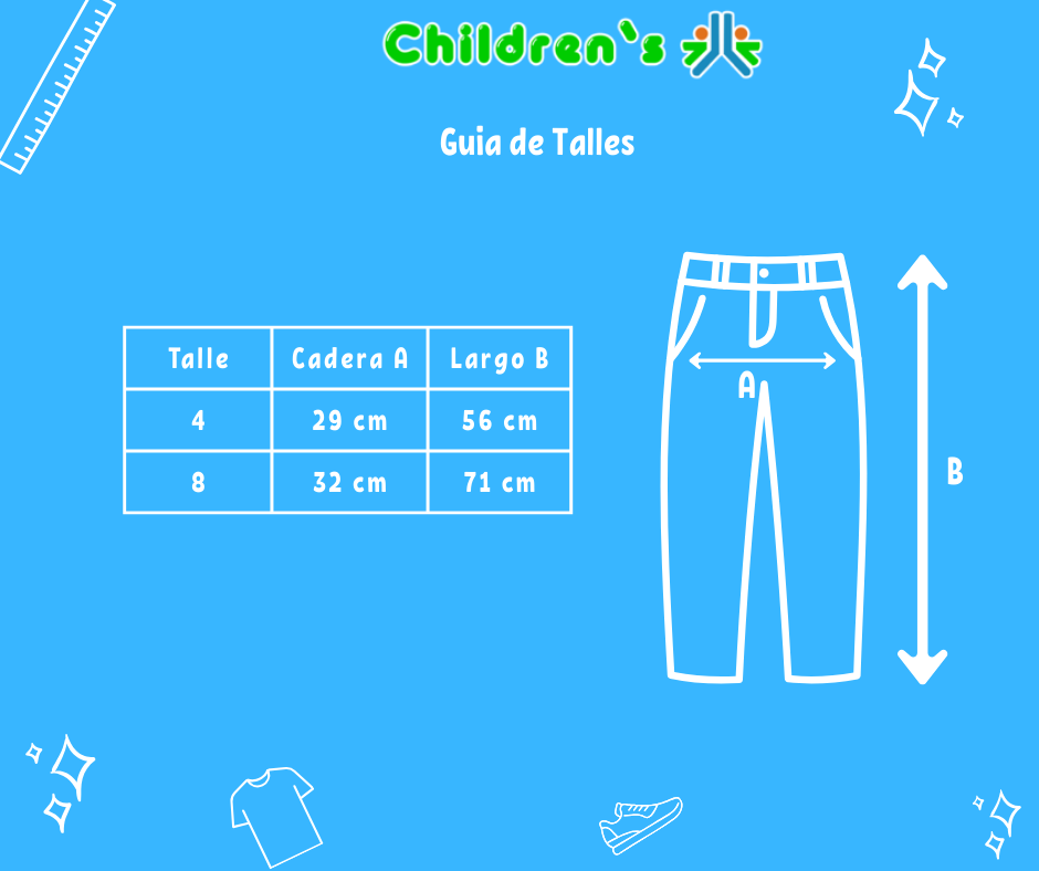 Tabla de talles — Pantalón Gabardina Spandex