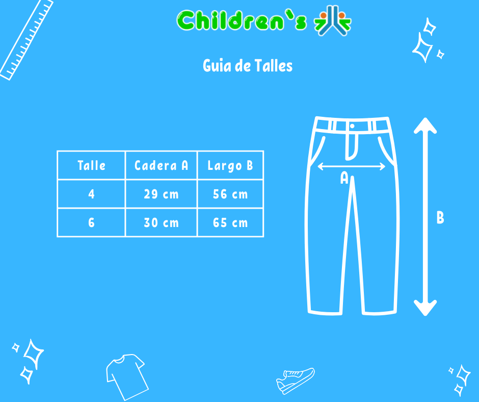 Tabla de talles — Pantalón Gabardina Spandex