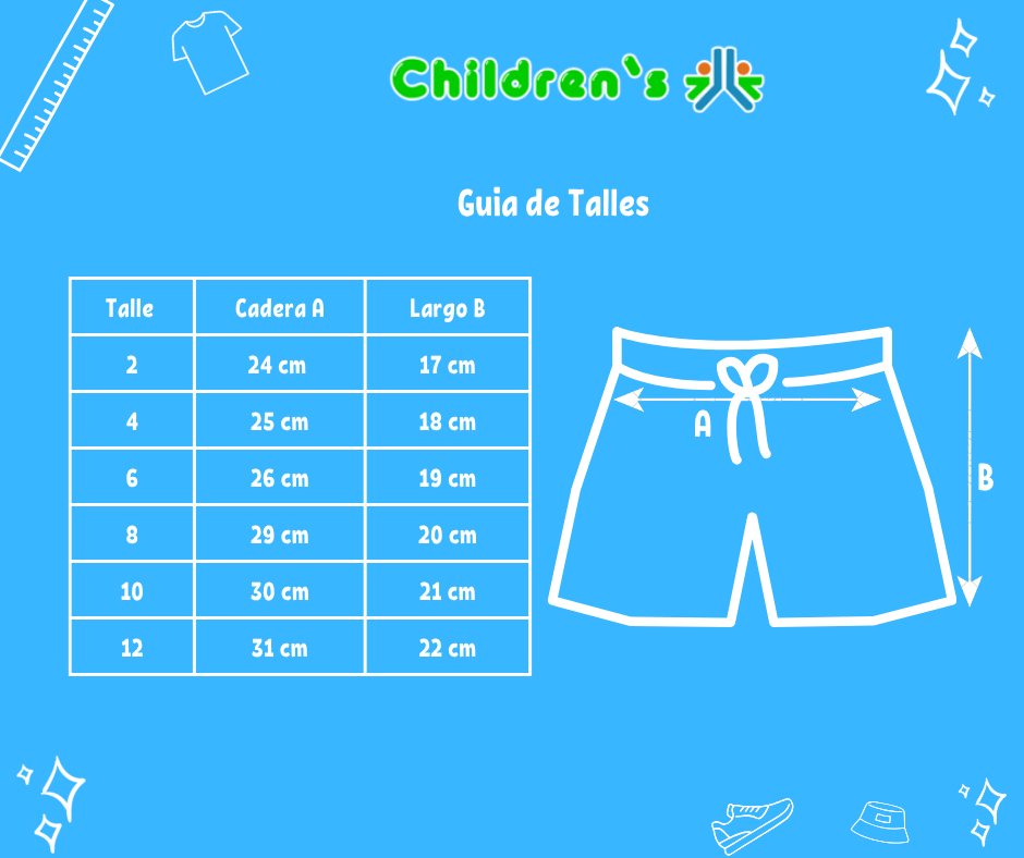 Tabla de talles — Short De Lycra Con Calavera Forrado