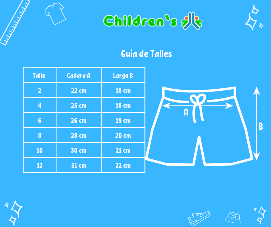 Tabla de talles — Short De Lycra Estampado Forrado
