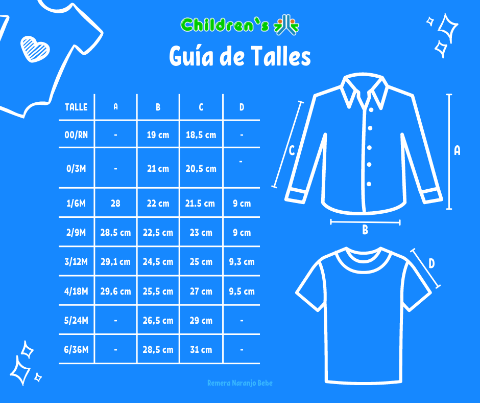 Tabla de talles — Remera UV Manga Larga