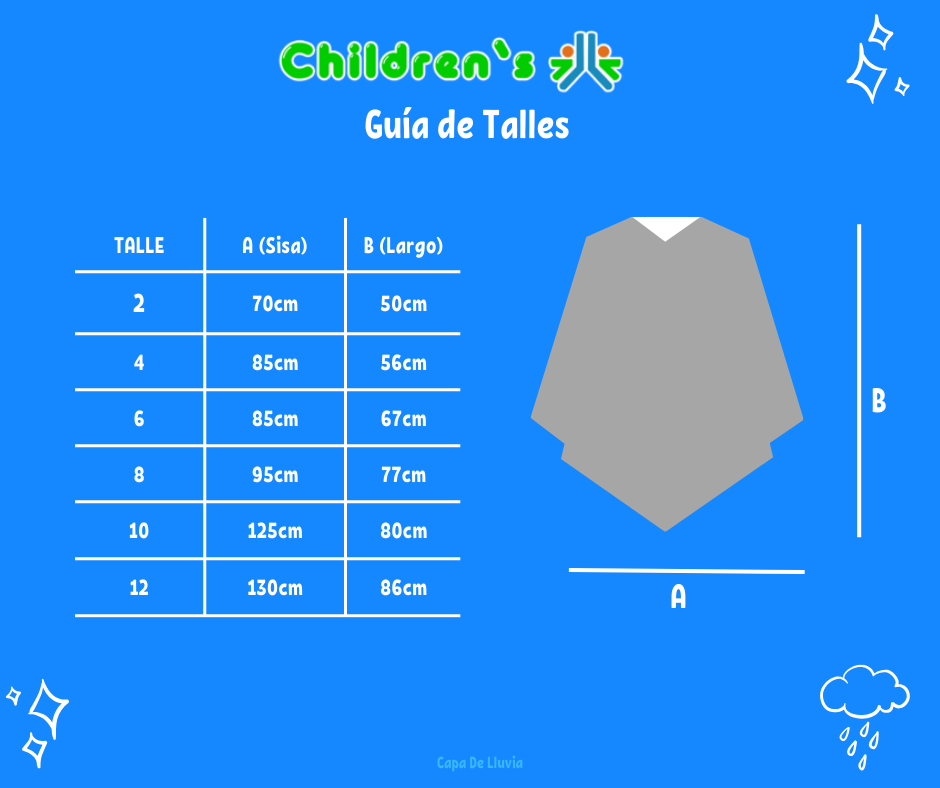 Tabla de talles — Capas de plavinil LISO