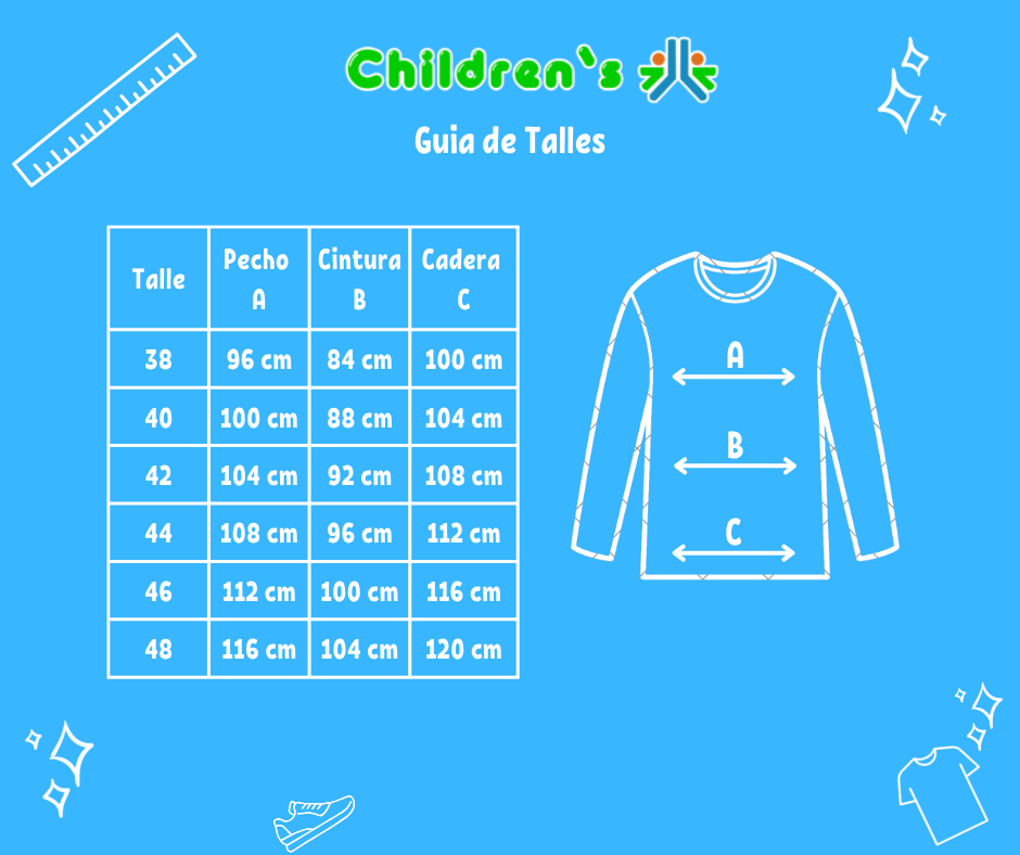 Tabla de talles — Camiseta termica cuello redondo Manga Larga