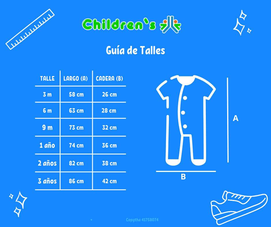 Tabla de talles — Enterito Polar Sin Pie Con Aplicacion Bordado en pecho
