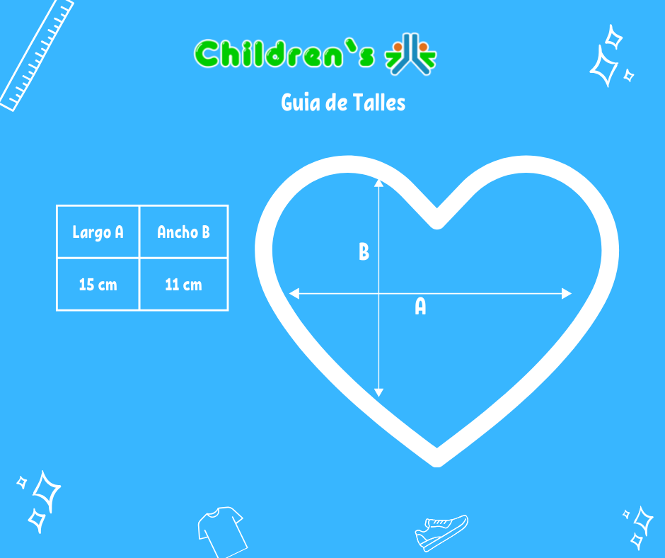 Tabla de talles — Canasta comunion Corazon De Razo Con Puntillas Y Aplique De Flor