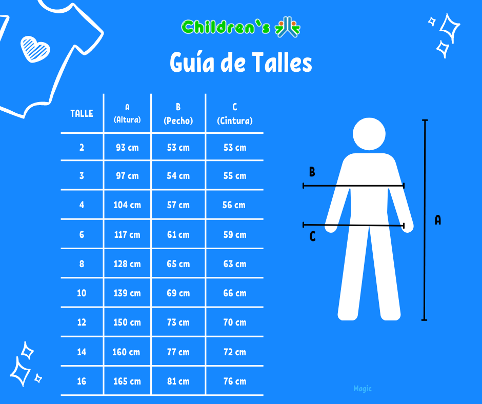 Tabla de talles — Malla Bikini  Lycra 2 Piezas Princesas (La Sirenita)