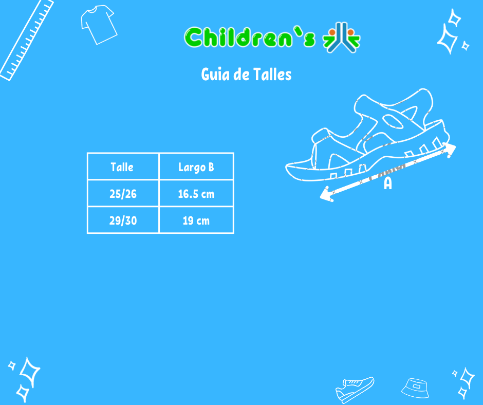 Tabla de talles — Sandalia Doble Velcro Boca Juniors