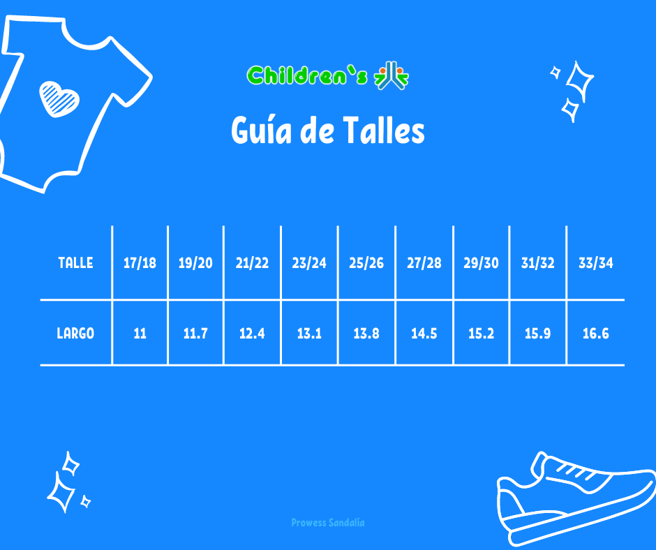Tabla de talles — Sandalia Todo Goma Doble Velcro