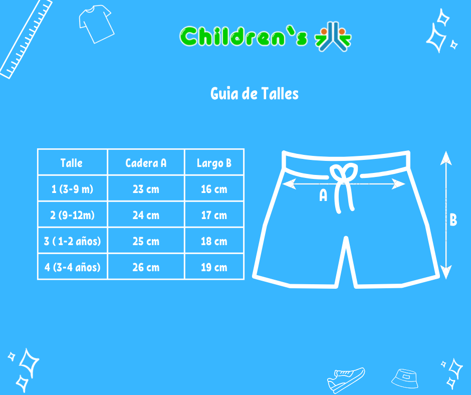 Tabla de talles — Short De Baño Bebe  Lycra Con Estampa