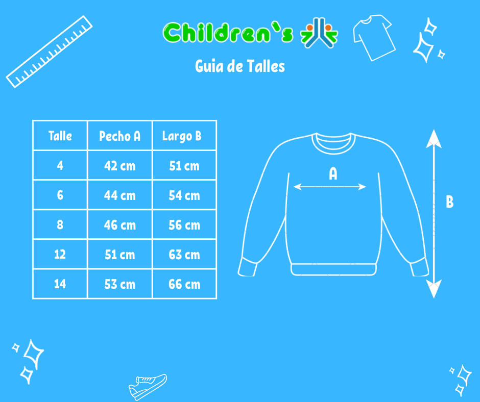 Tabla de talles — Buzo Algodon Con Friza