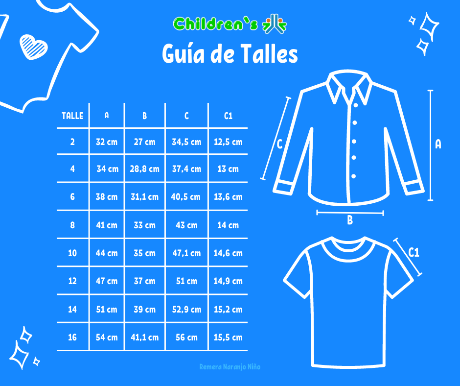 Tabla de talles — Camiseta manga larga interlock