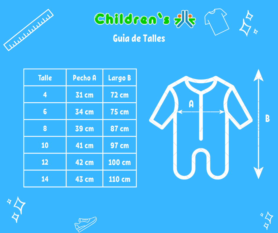 Tabla de talles — Pijama Enterito Kigurumi Piel Stitch Sin Pie
