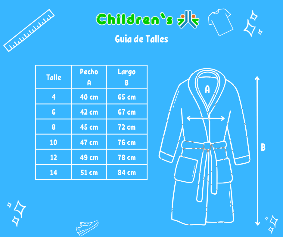 Tabla de talles — Bata de piel con Capucha Bordada.