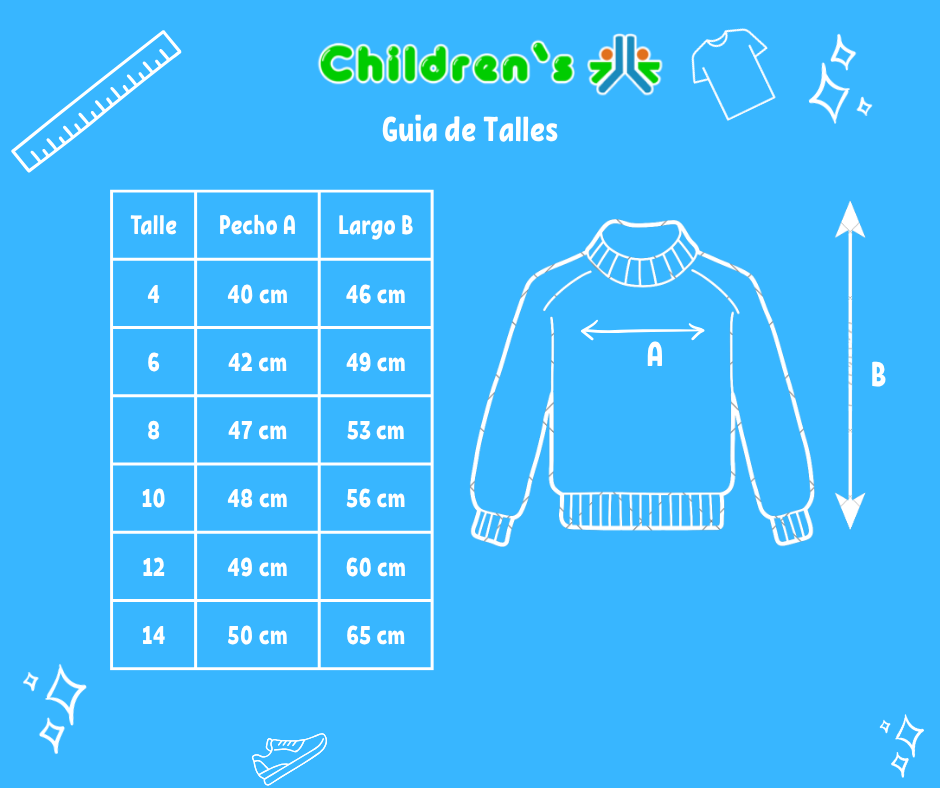 Tabla de talles — Buzo Super Polar con Bolsillo Frontal
