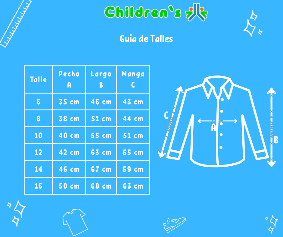 Tabla de talles — Camisa Varon Manga Larga Escocesa