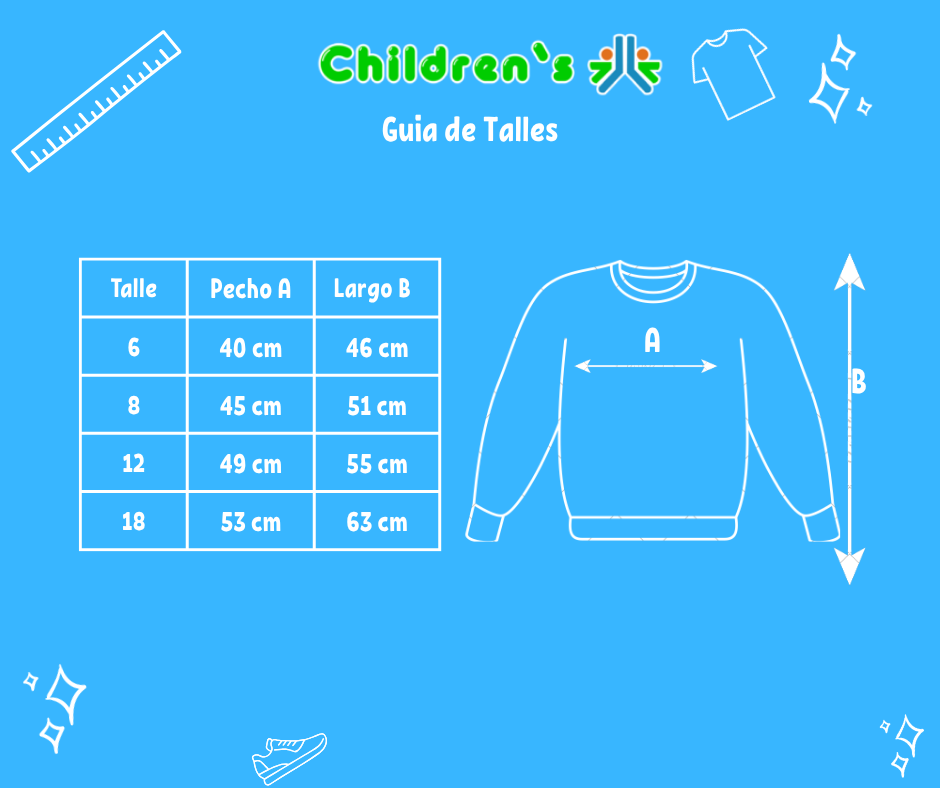 Tabla de talles — Buzo de Algodon Chomba de Plush