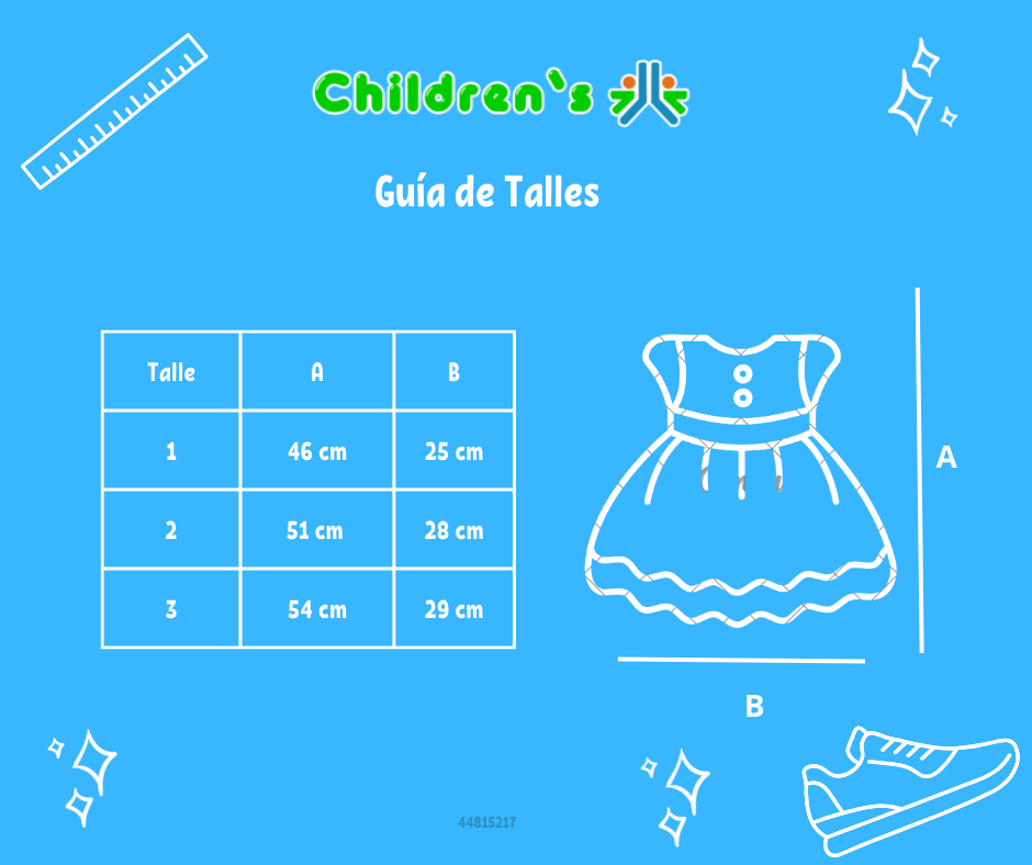 Tabla de talles — Vestido de Bautismo seda bordada con perlas