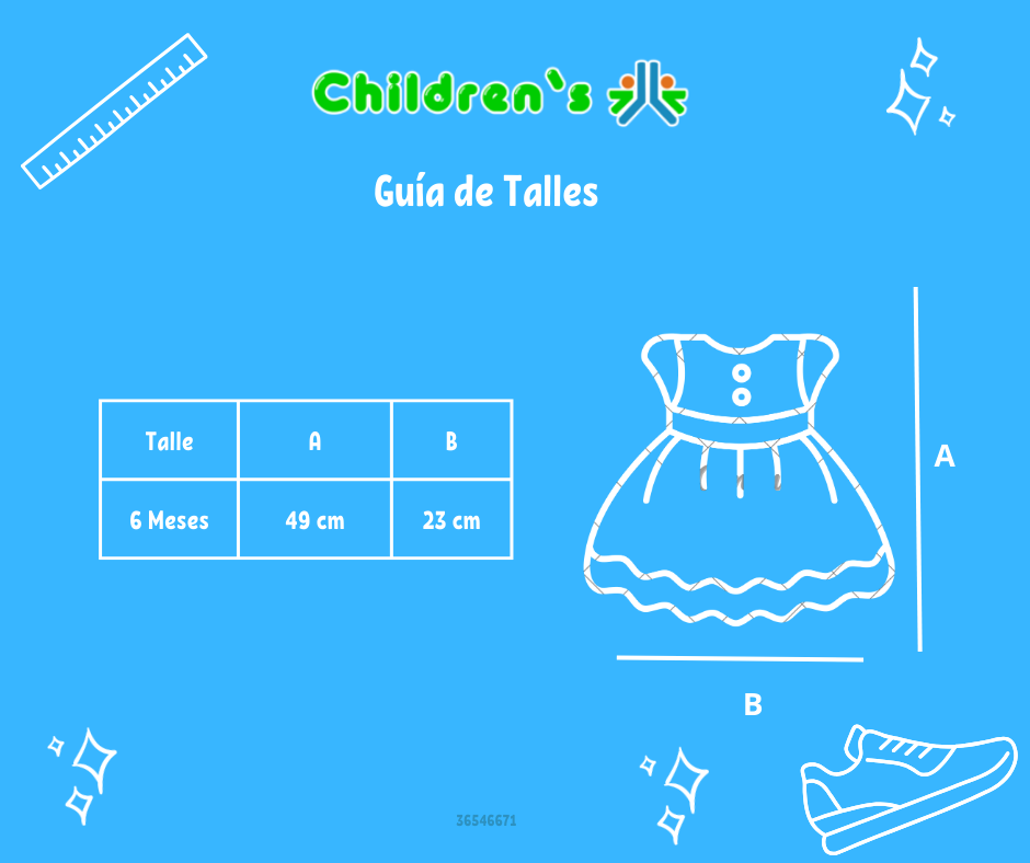 Tabla de talles — Vestido Broderie con cinta cuadrille y flor