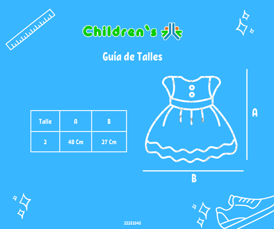 Tabla de talles — Vestido de Bautismo Manga Larga Bordado