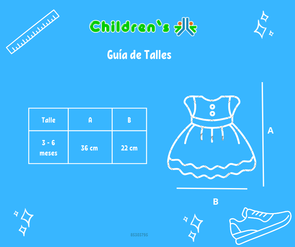Tabla de talles — Vestido Bautismo de gasa bolados y alforza