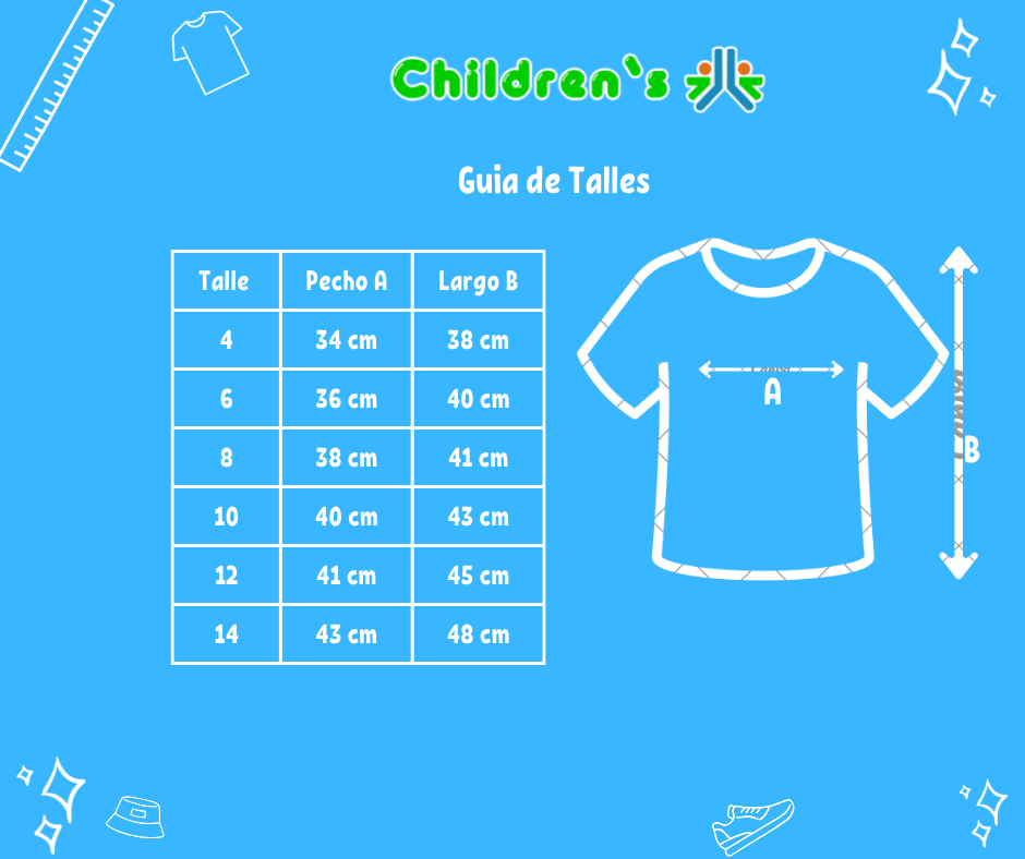 Tabla de talles — Remera De Algodon Con Estampado Y moño Nena