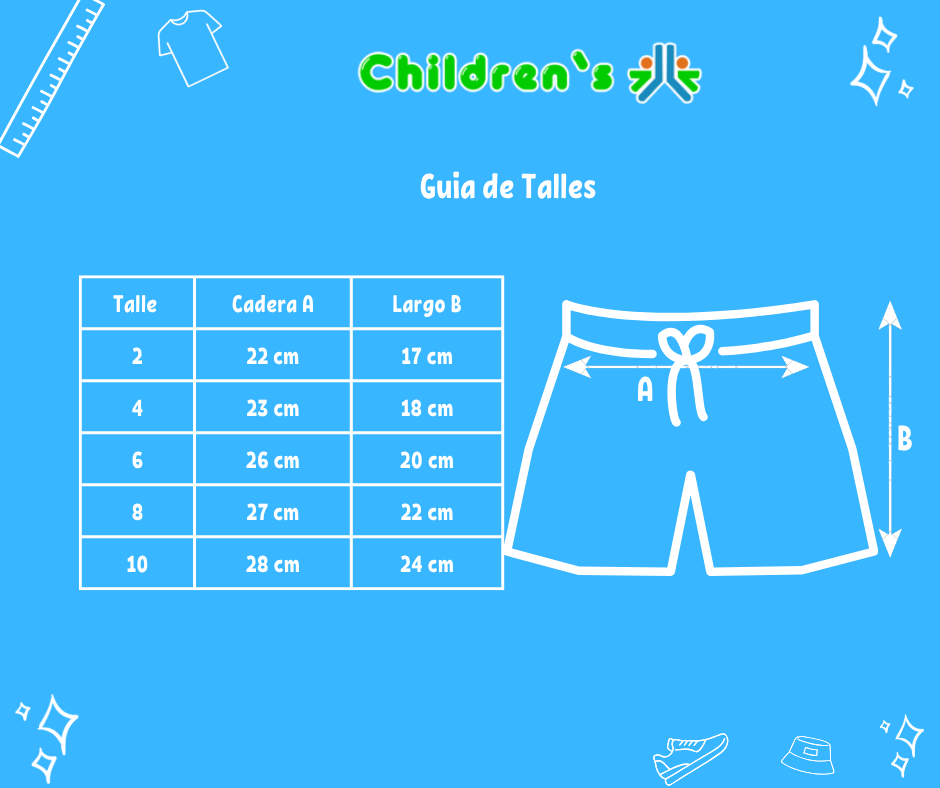 Tabla de talles — Short Baño Lycra Spiderman