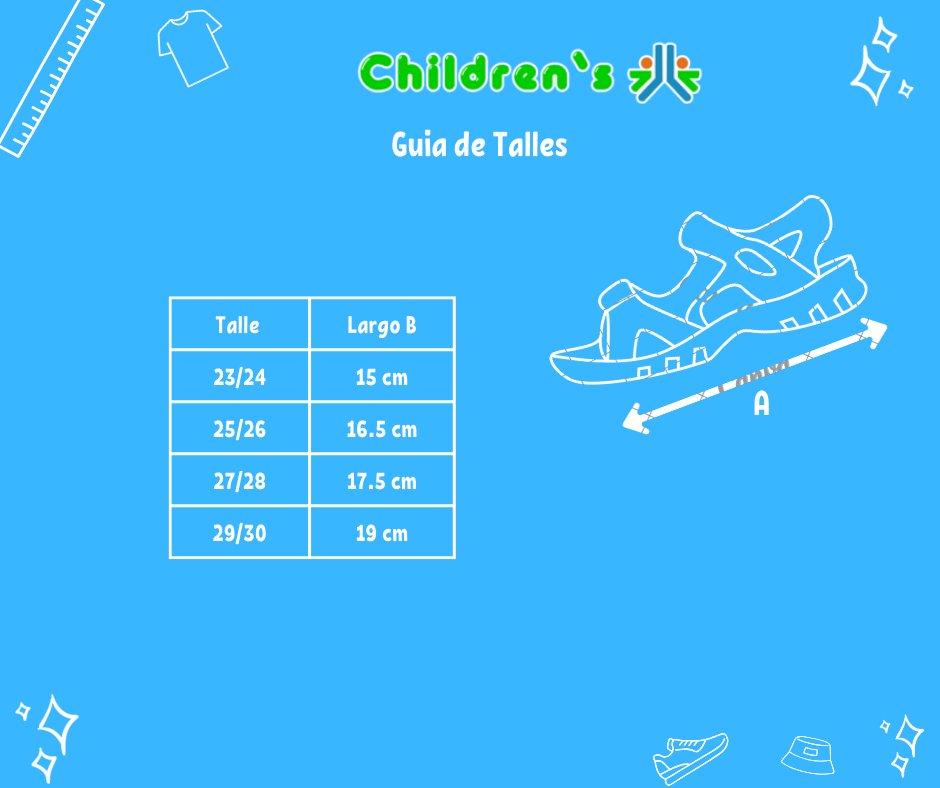 Tabla de talles — Sandalia Doble Velcro Unicornio