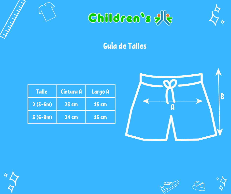 Tabla de talles — Malla Short de Baño Lycra Bordado Caballito de mar
