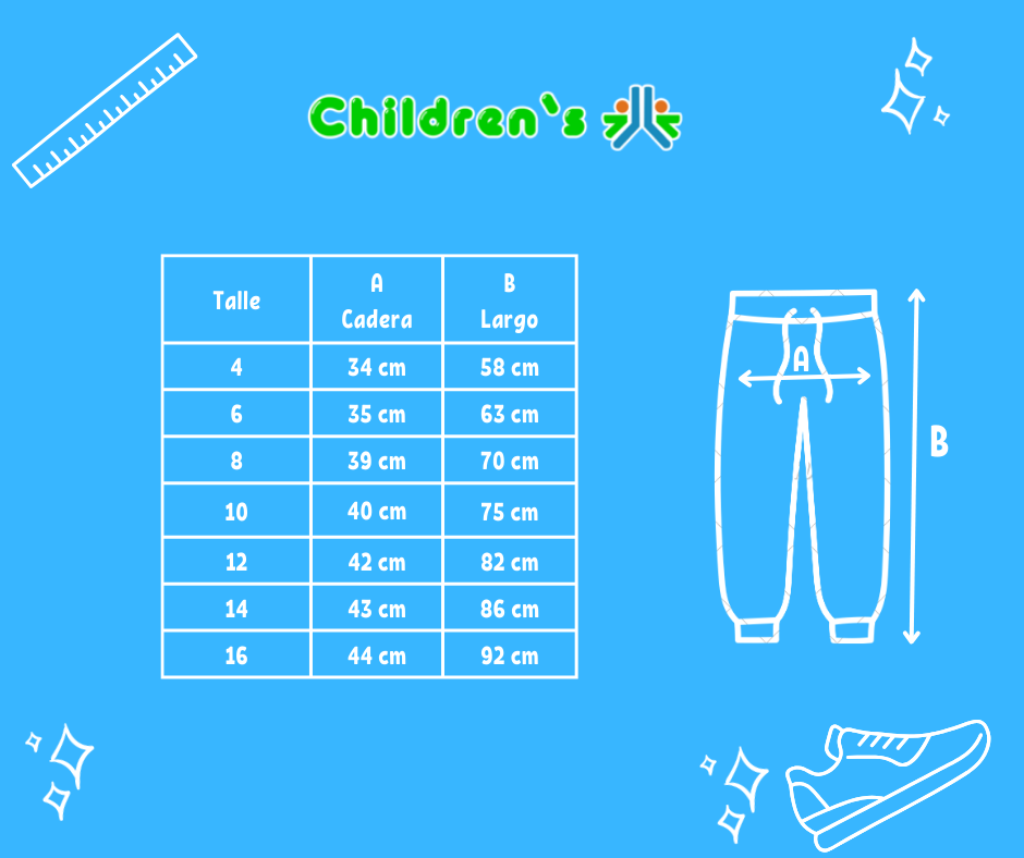 Tabla de talles — Pantalon Rustico con Puño Colegial