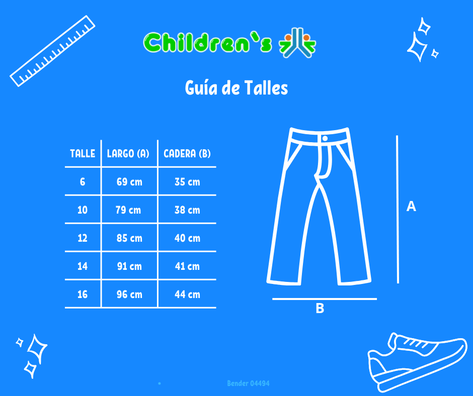 Tabla de talles — Pantalon de Corderoy pana elastizado