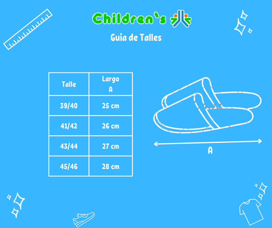Tabla de talles — Pantufla Chinela Paño Gamuzado Con Corderito