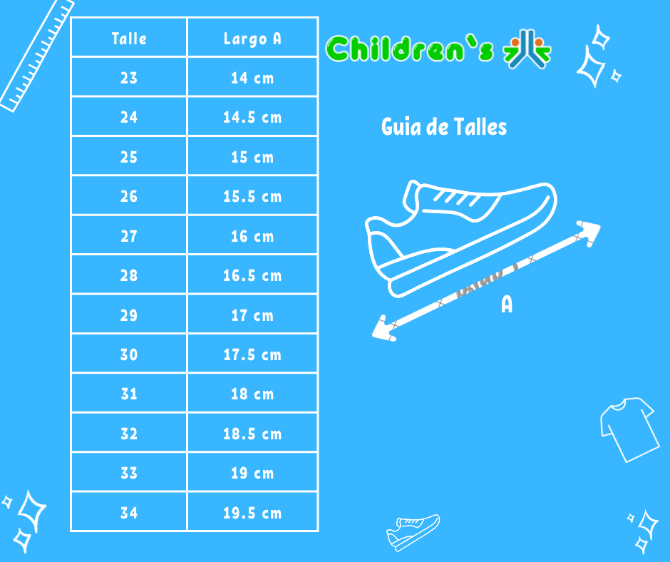 Tabla de talles — Zapatilla Deportiva Velcro  de Minnie
