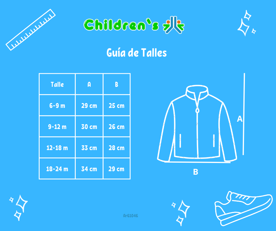 Tabla de talles — Campera Tejida con Cierre Rayado