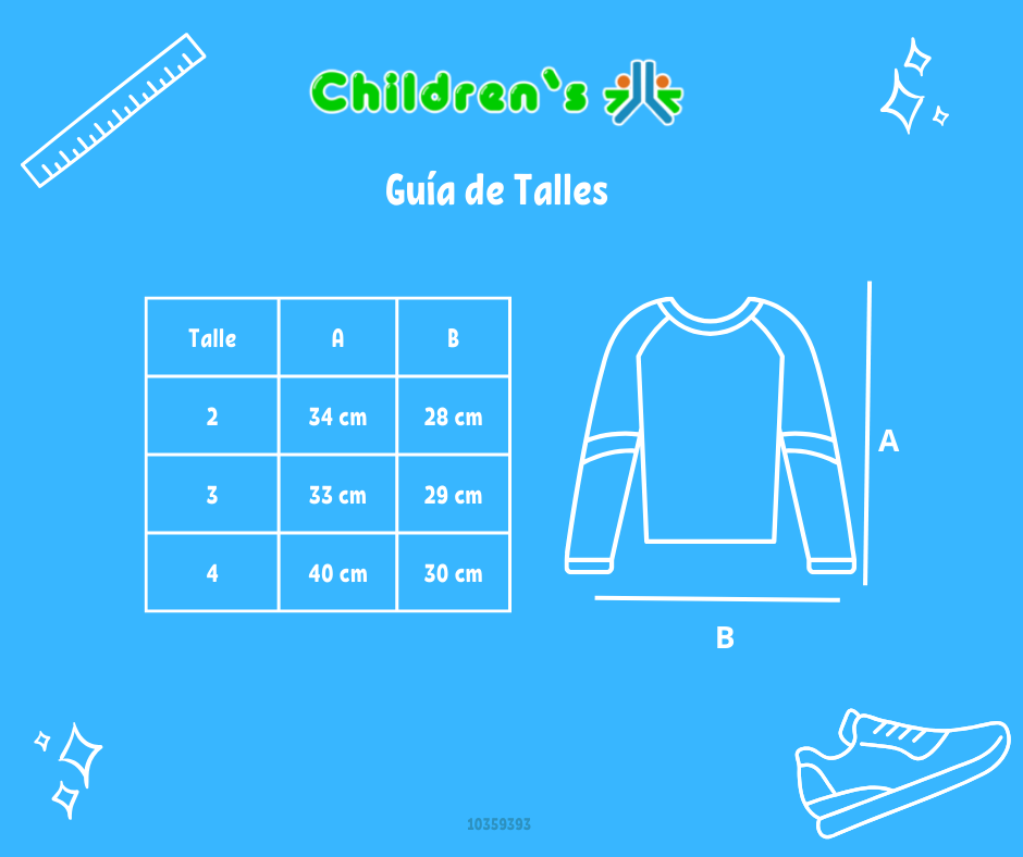 Tabla de talles — Remera Manga Larga Estampado con Rayas