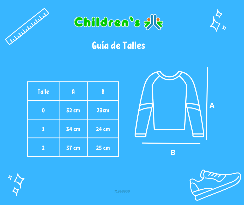 Tabla de talles — Remera Manga Larga con brillo