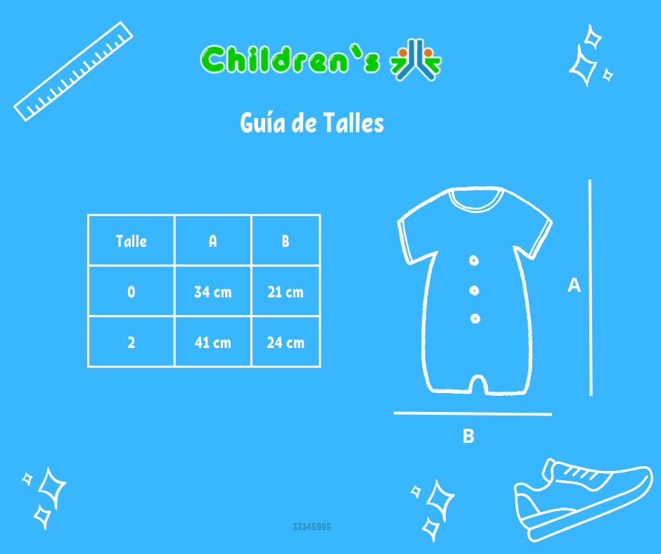 Tabla de talles — Enteritos Babucha Batista Labrada con punto smock bordado