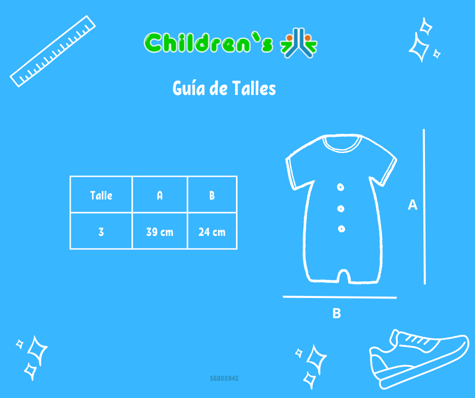 Tabla de talles — Enteritos Babucha  pique con volados y  bordado