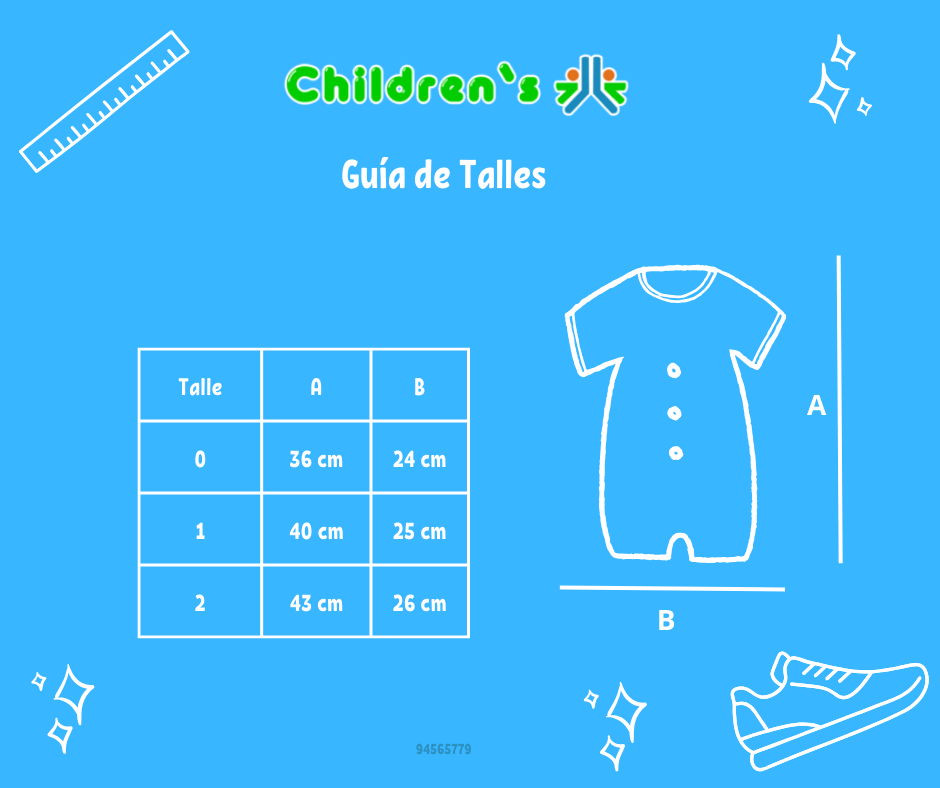 Tabla de talles — Enteritos Babucha  pique si manga bordado