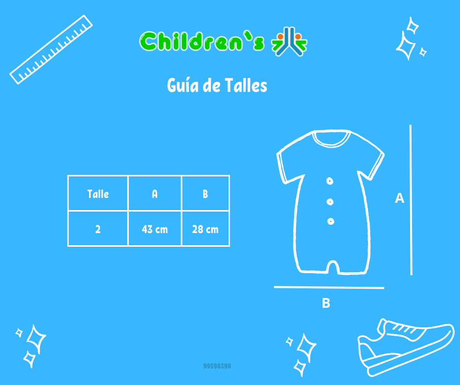 Tabla de talles — Enteritos Babucha escocesa bordada con puntilla