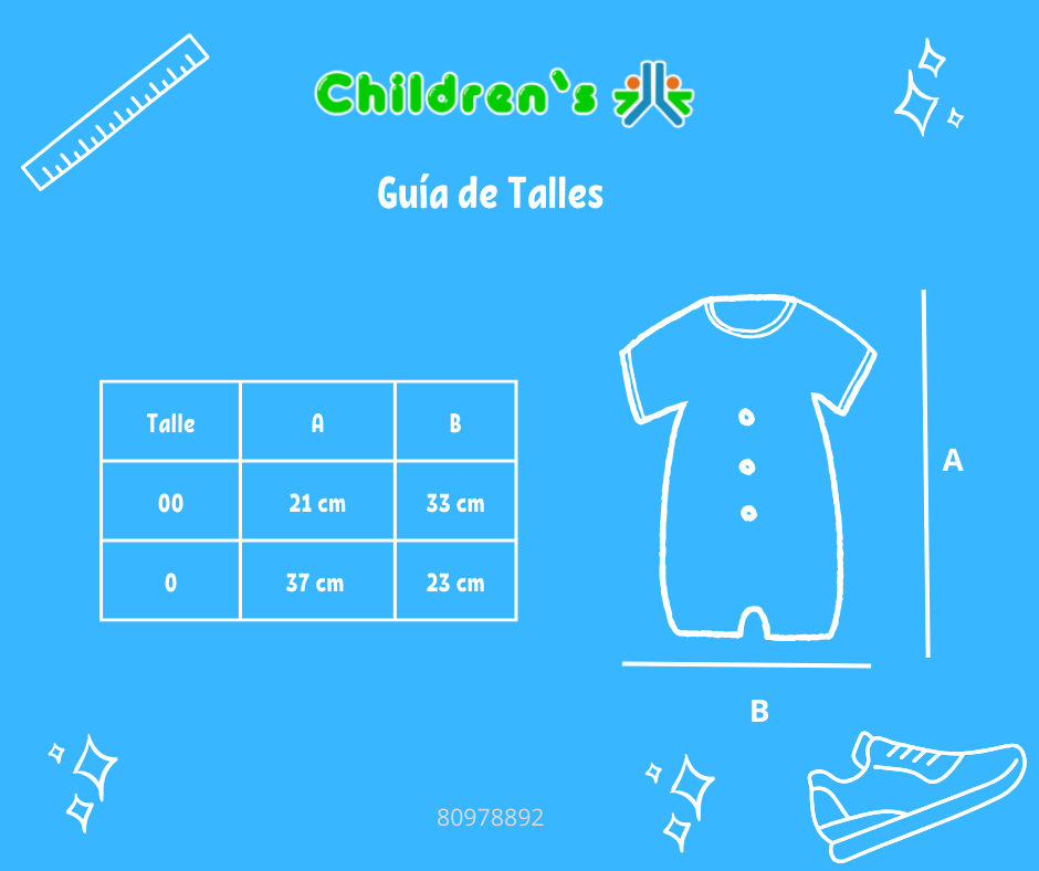 Tabla de talles — Enteritos Babucha Pique bordado sin manga