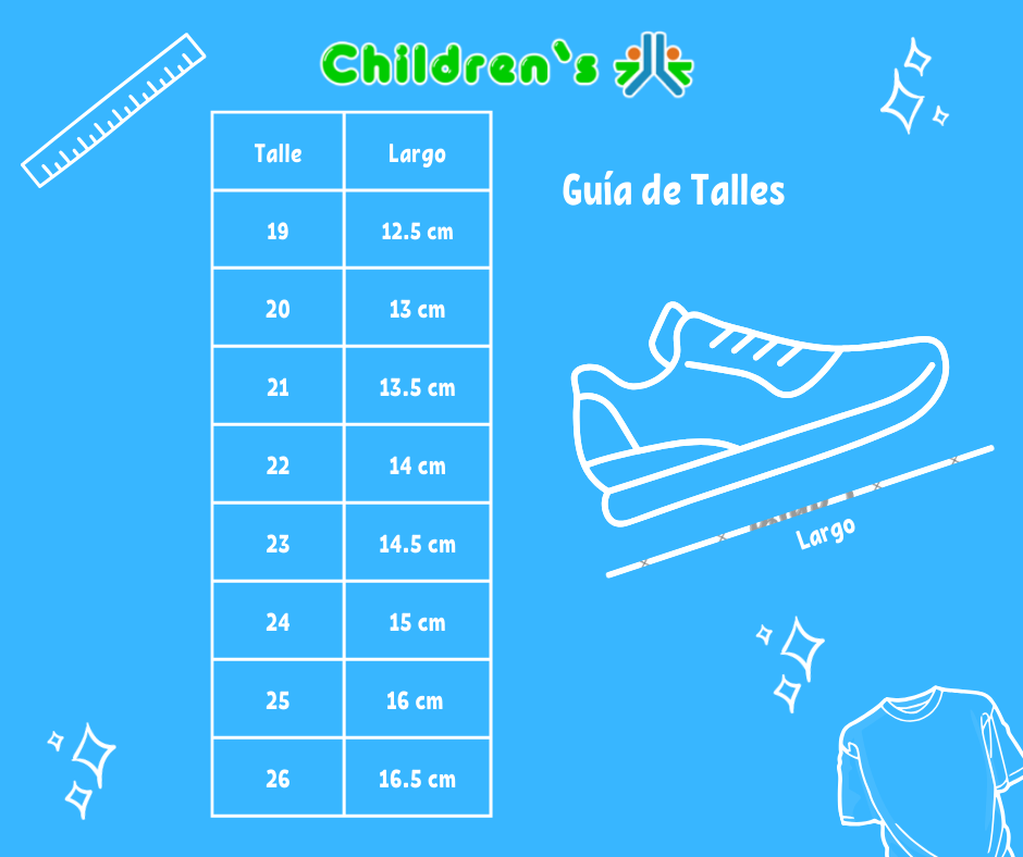 Tabla de talles — Zapatilla Ergonómica Velcro