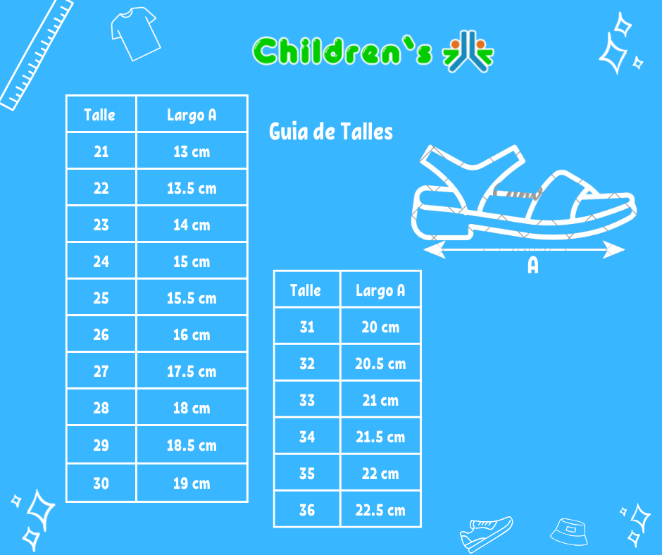 Tabla de talles — Sandalia Con Tiras Cruzadas