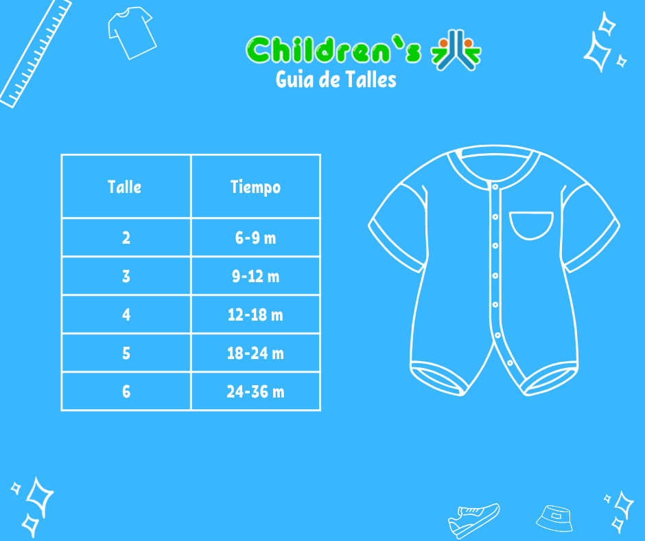 Tabla de talles — Enterito UV +50 Manga Larga Bebe