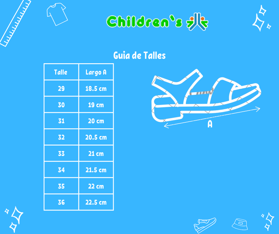 Tabla de talles — Sandalia con brillo