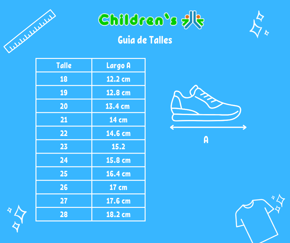 Tabla de talles — Zapatilla Ergonómica Tejida Velcro